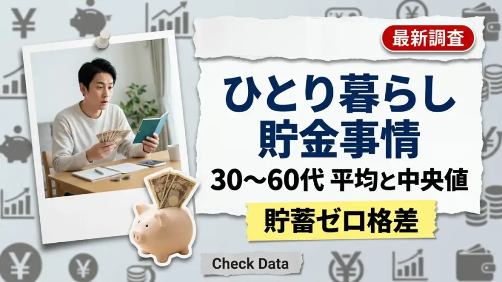 【ひとり暮らしの貯金事情】30～60代の平均と中央値で徹底比較！「貯蓄持ち・ゼロ」の格差が明らかに